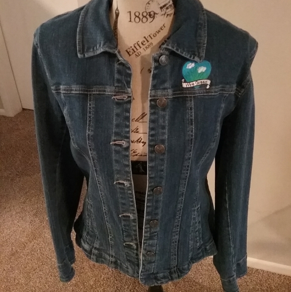 NWOT Brighton Embroidered Heart Patch Denim Jean Jacket - Picture 3 of 5